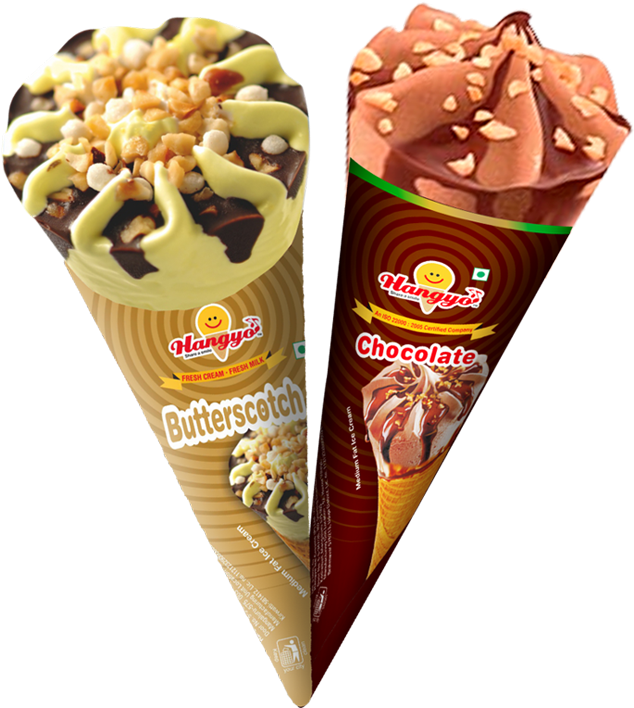 Butterscotchand Chocolate Kulfi Cones PNG Image