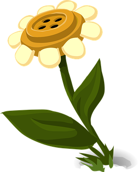 Button Daisy Cartoon Flower PNG Image