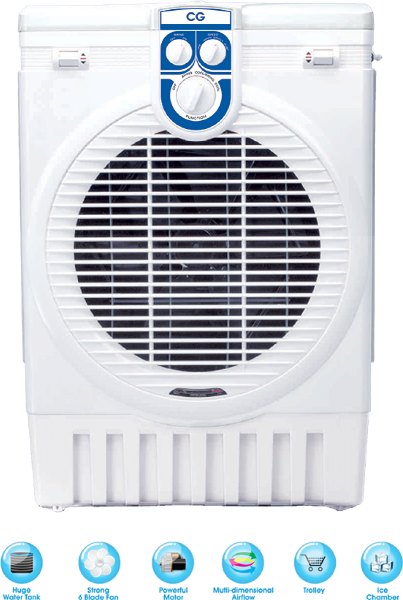 C G White Air Cooler Front View PNG Image