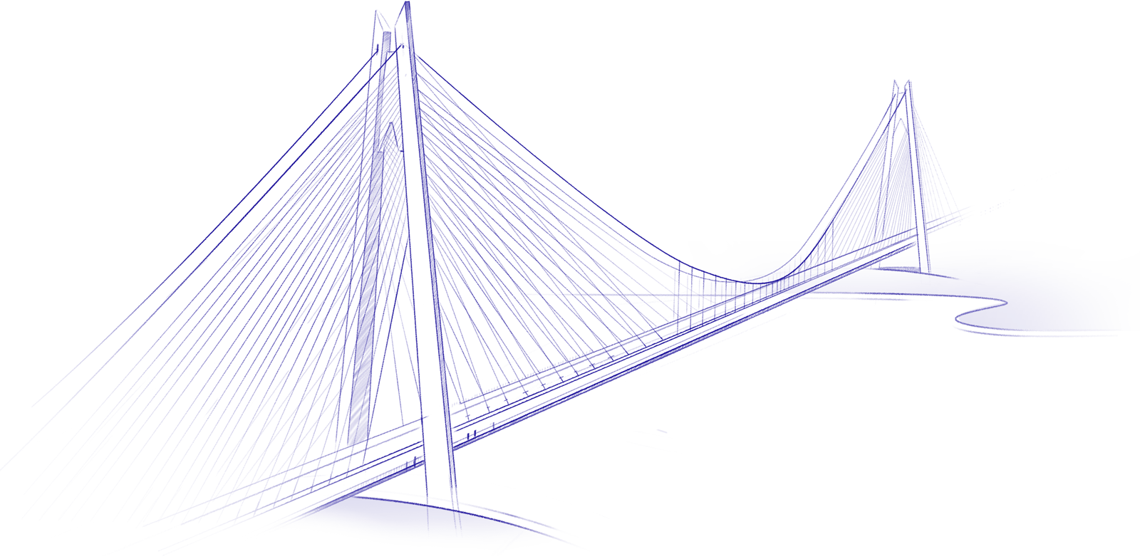 Cable Stayed Bridge Sketch PNG Image