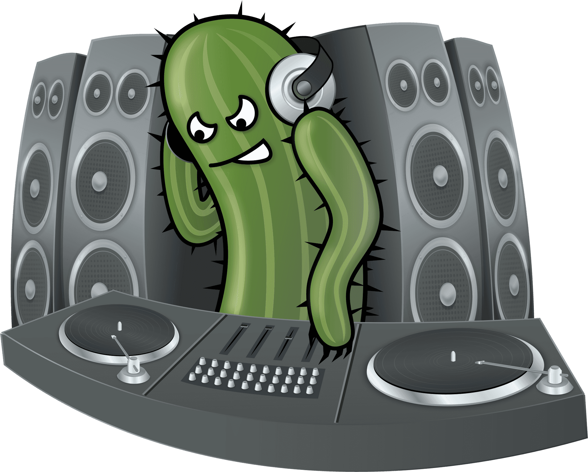 Cactus D J Cartoon Character PNG Image