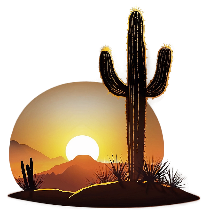 Cactus Sunset Landscape Png 06282024 PNG Image