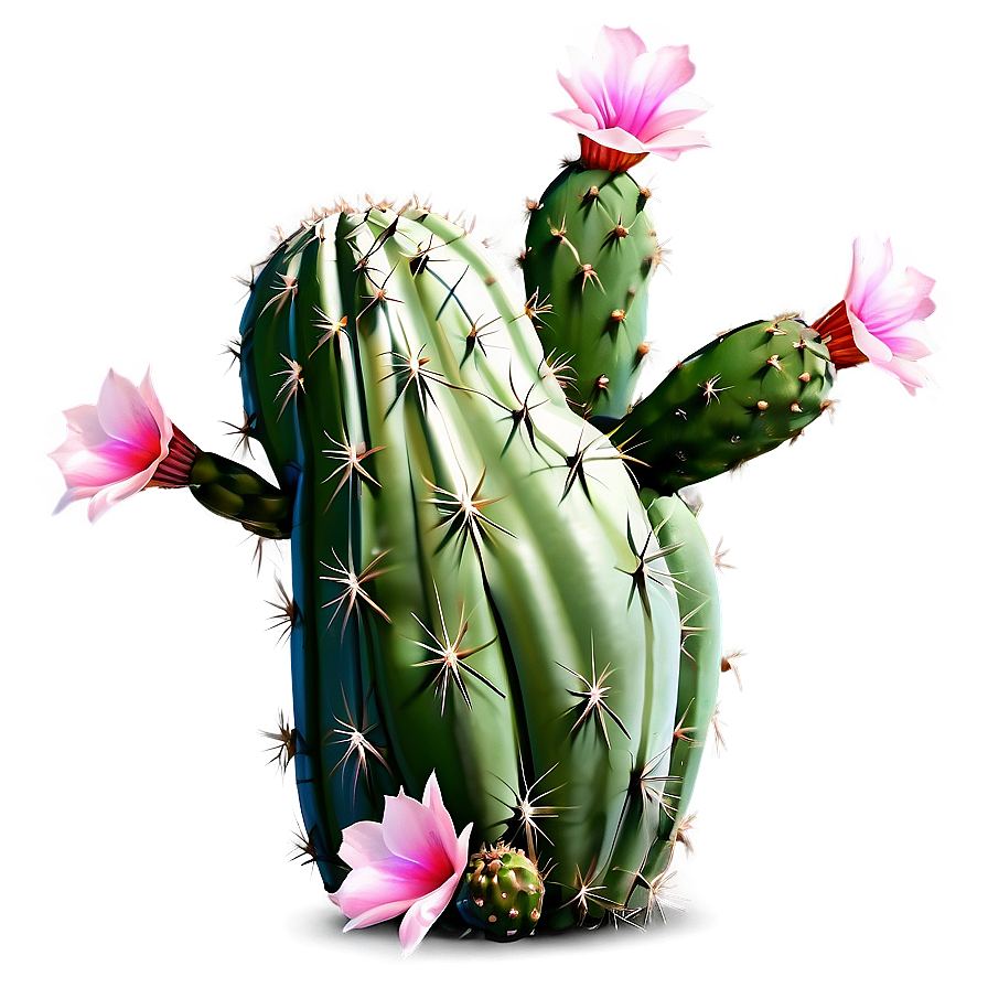 Cactus With Pink Flowers Png Gob PNG Image