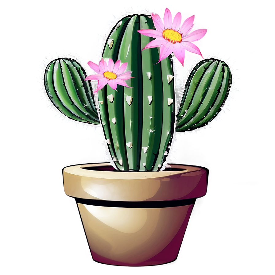 Cactus With Pink Flowers Png Xlv13 PNG Image