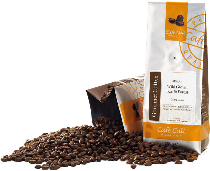 Cafe Cult Gourmet Coffee Packaging PNG Image