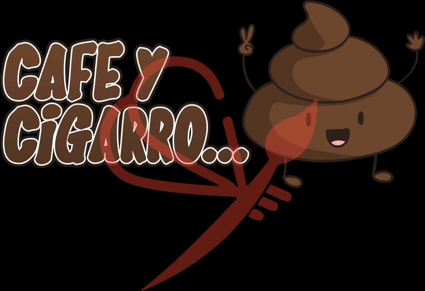 Cafey Cigarro Poop Character PNG Image