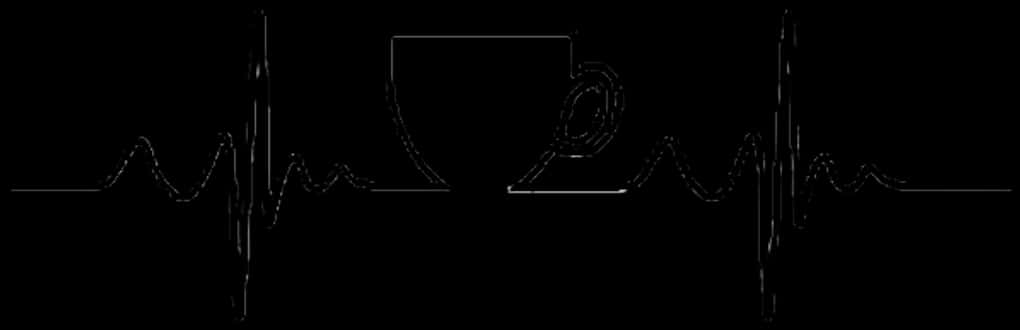 Caffeine Heartbeat Line Art PNG Image