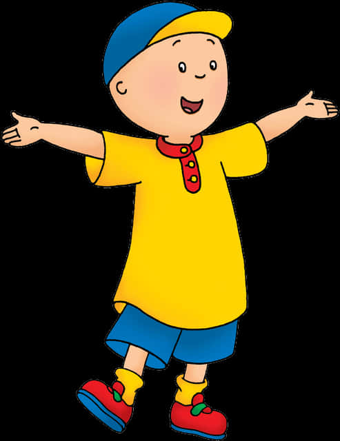 Caillou Cartoon Character Welcoming Pose PNG Image