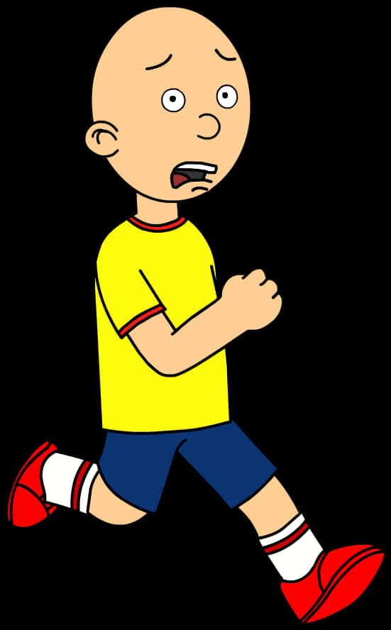 Caillou Running Worried Cartoon PNG Image