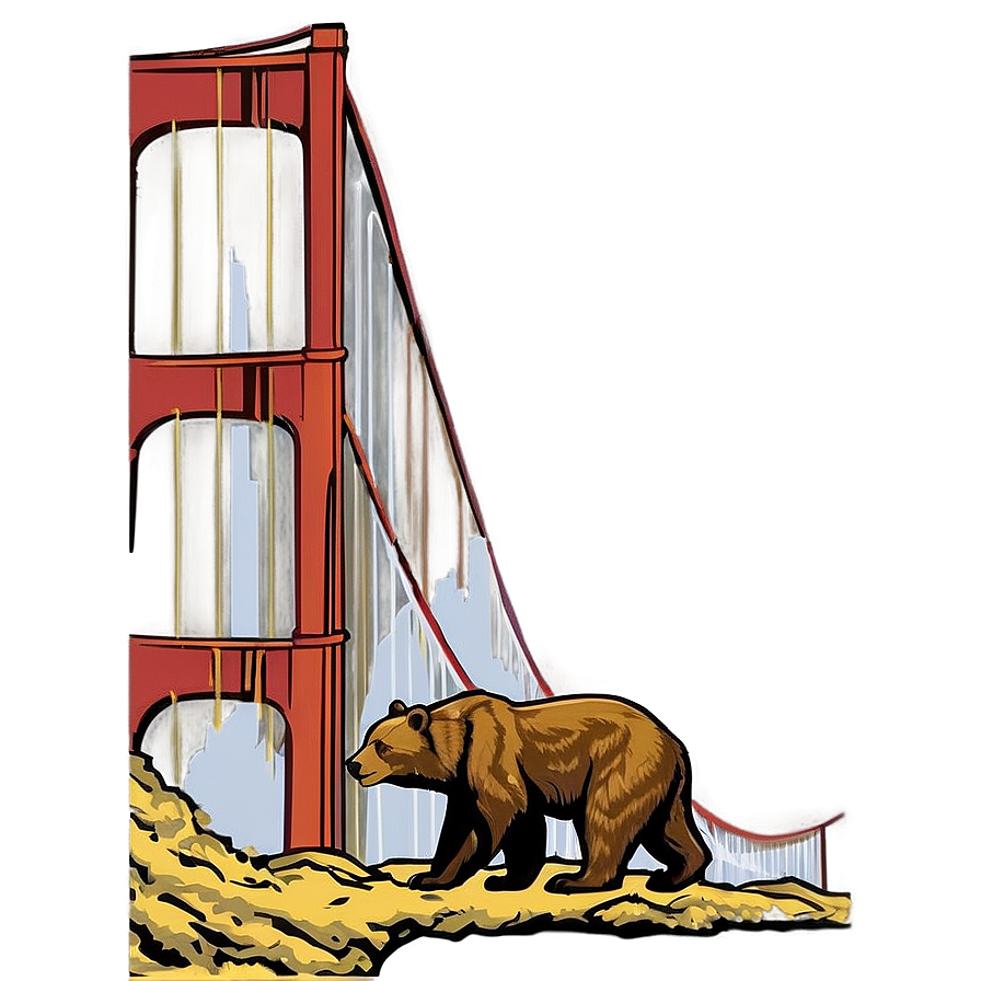 California Bear And Golden Gate Png 06262024 PNG Image