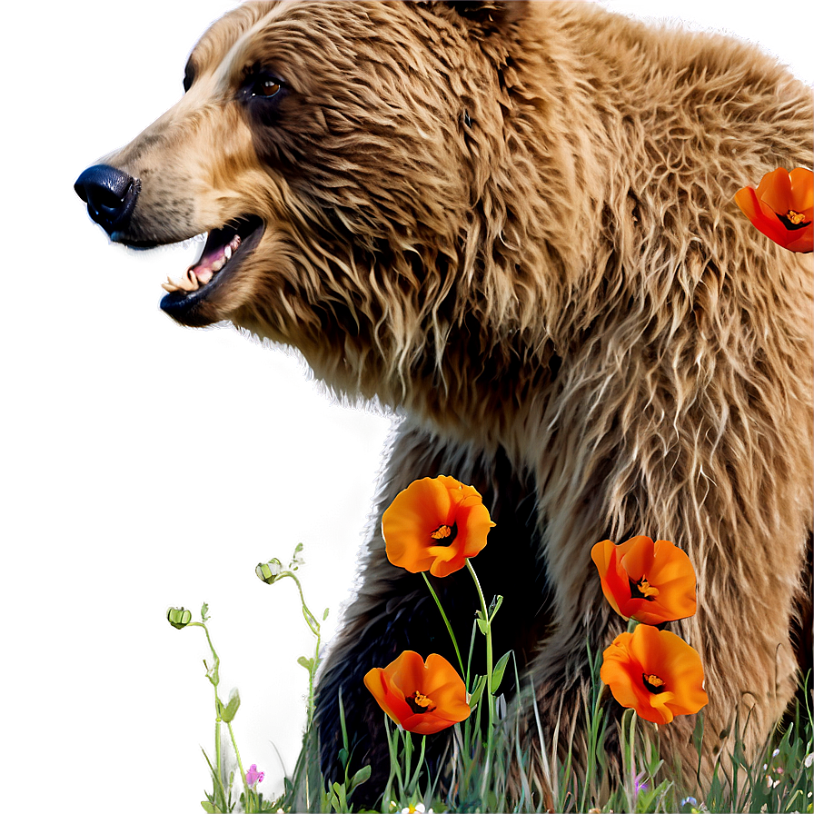 California Bear And Poppy Flowers Png Jpd54 PNG Image