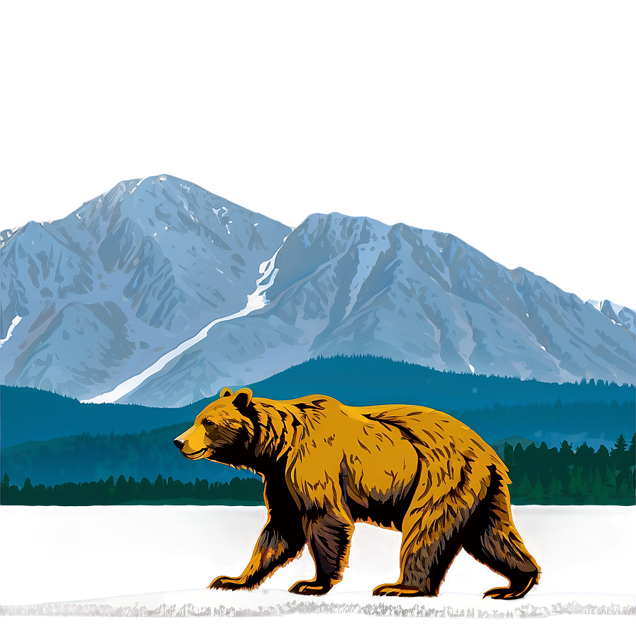 California Bear With Mountains Background Png Oja69 PNG Image