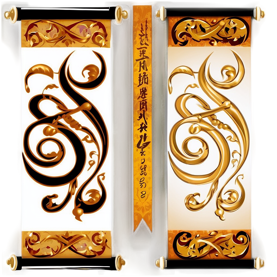 Calligraphy Scroll Banner Art Png 98 PNG Image