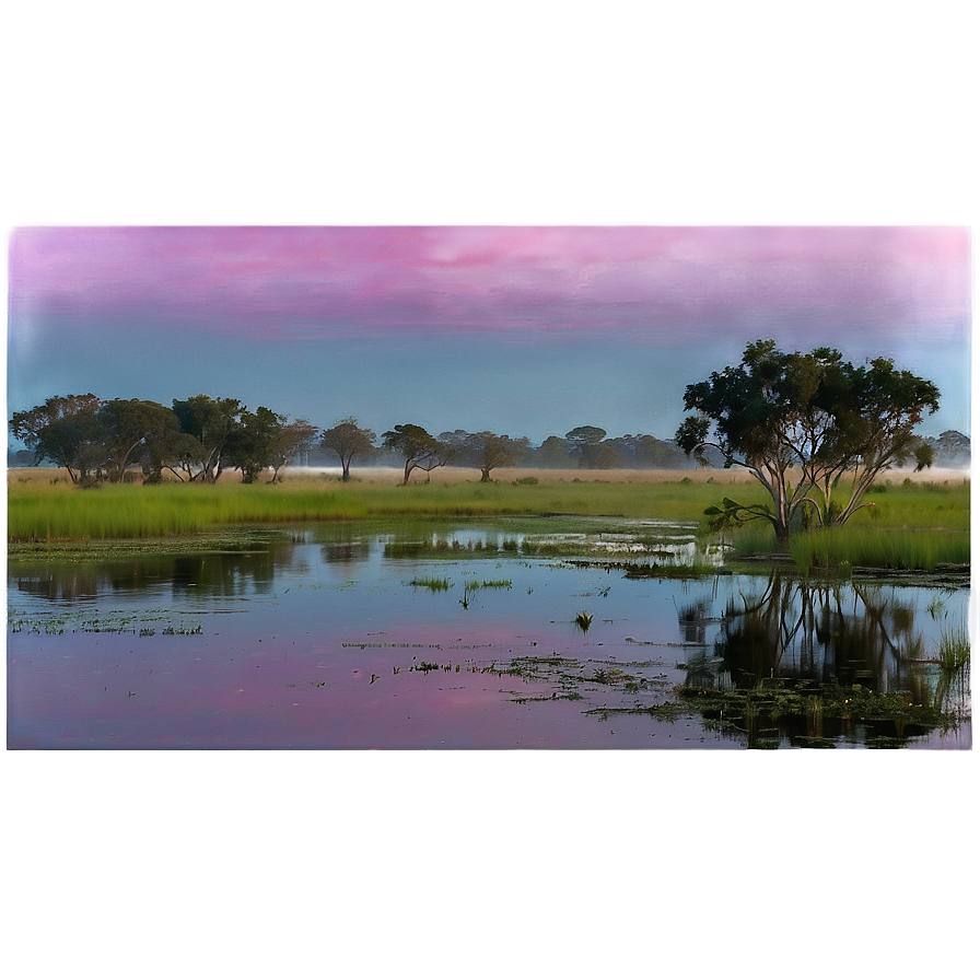 Calm Marshland At Twilight Landscape Png Fkm46 PNG Image