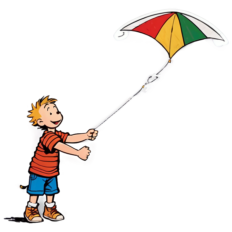 Calvin And Hobbes Flying Kite Png Tbc45 PNG Image