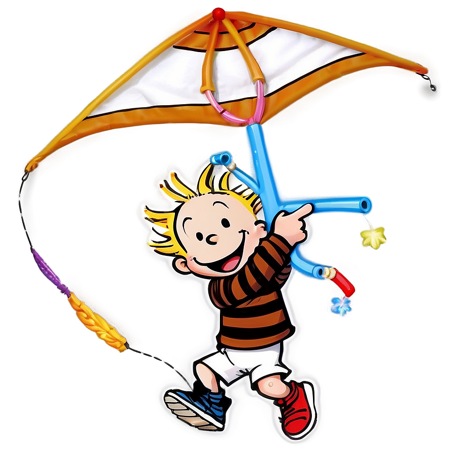 Calvin And Hobbes Flying Kite Png Vdl17 PNG Image