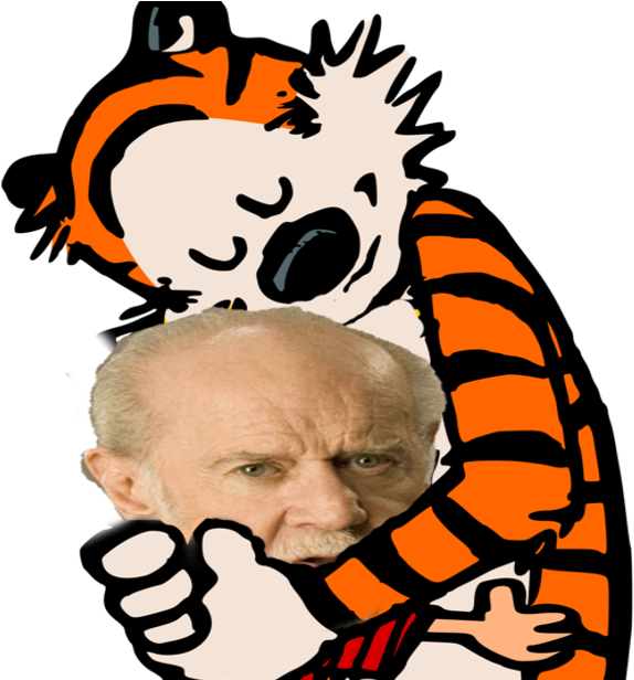 Calvin_and_ Hobbes_ Hugging_ Man PNG Image