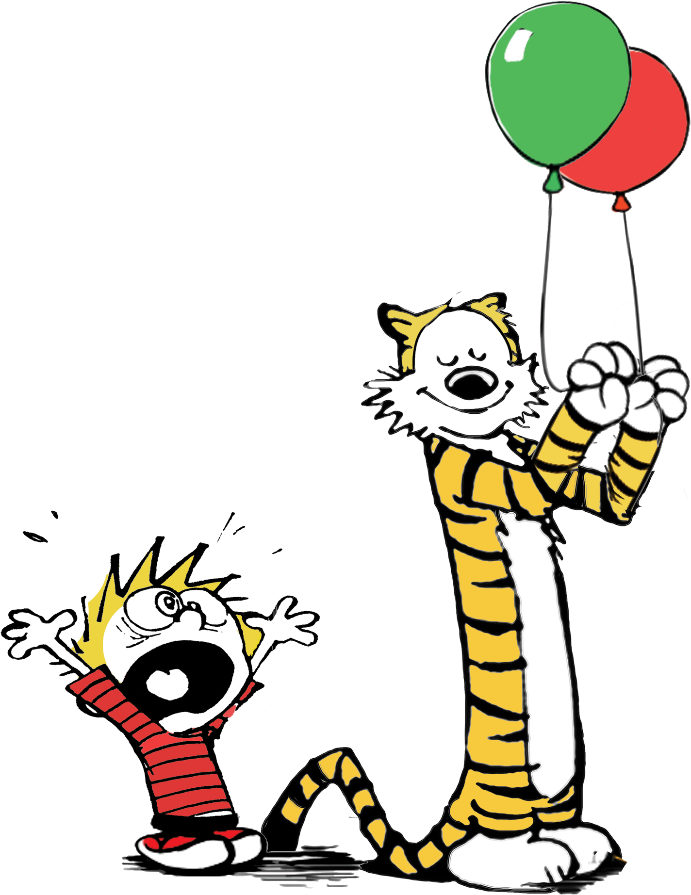 Calvinand Hobbes Balloon Celebration PNG Image