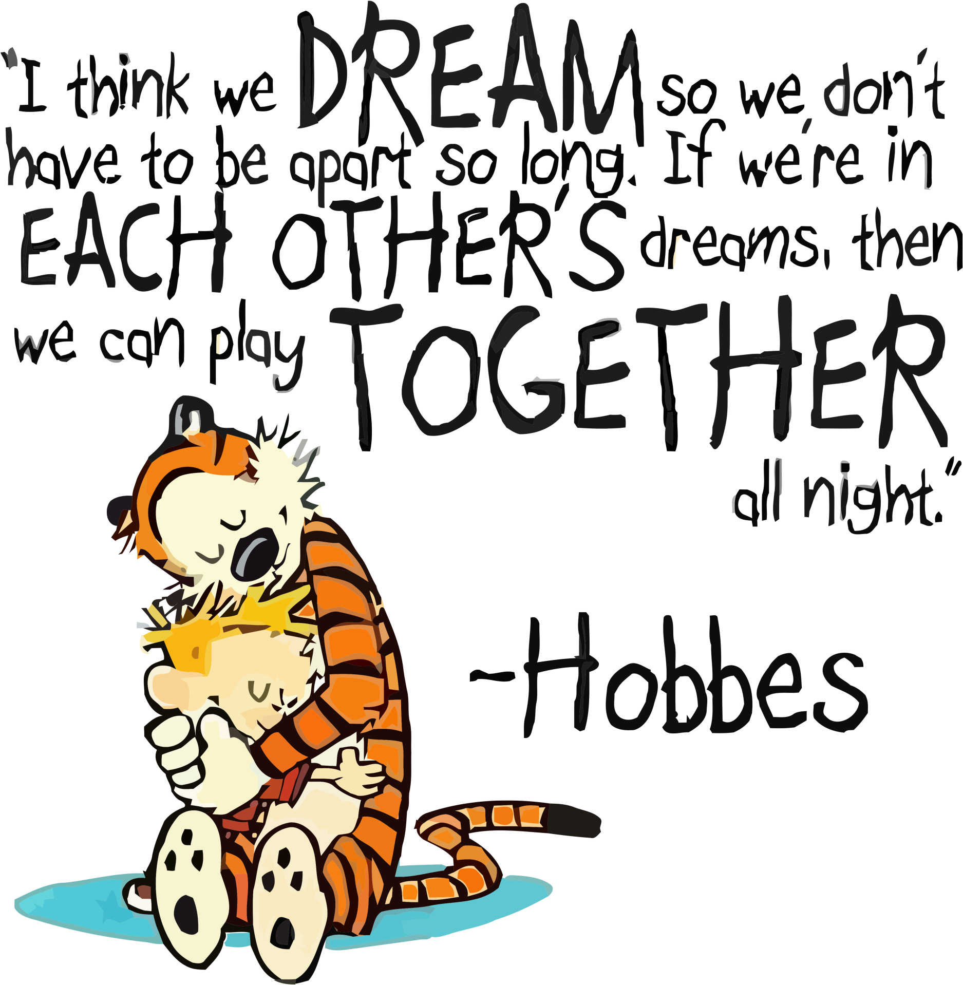 Calvinand Hobbes Dreaming Together PNG Image