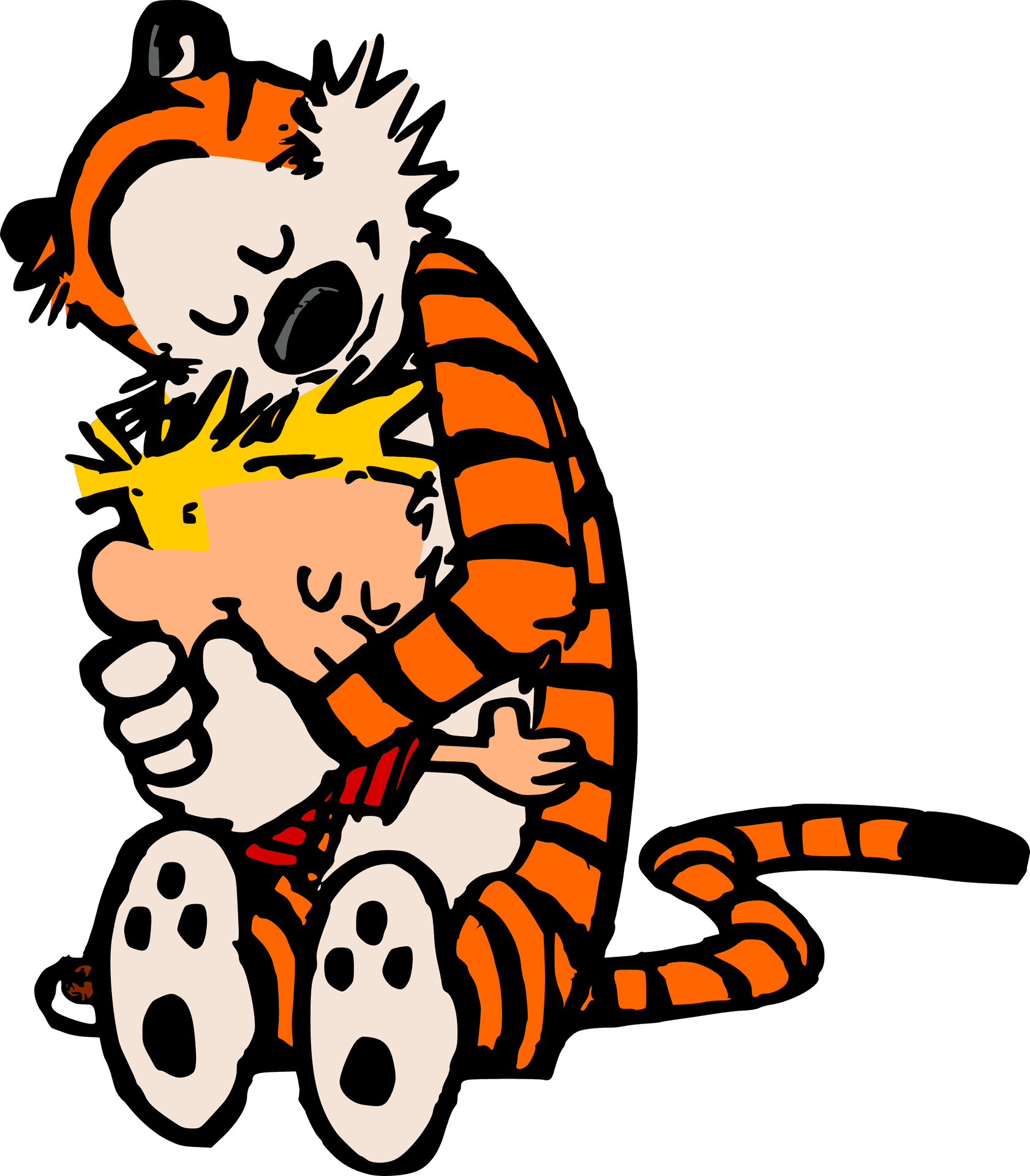 Calvinand Hobbes Embrace PNG Image