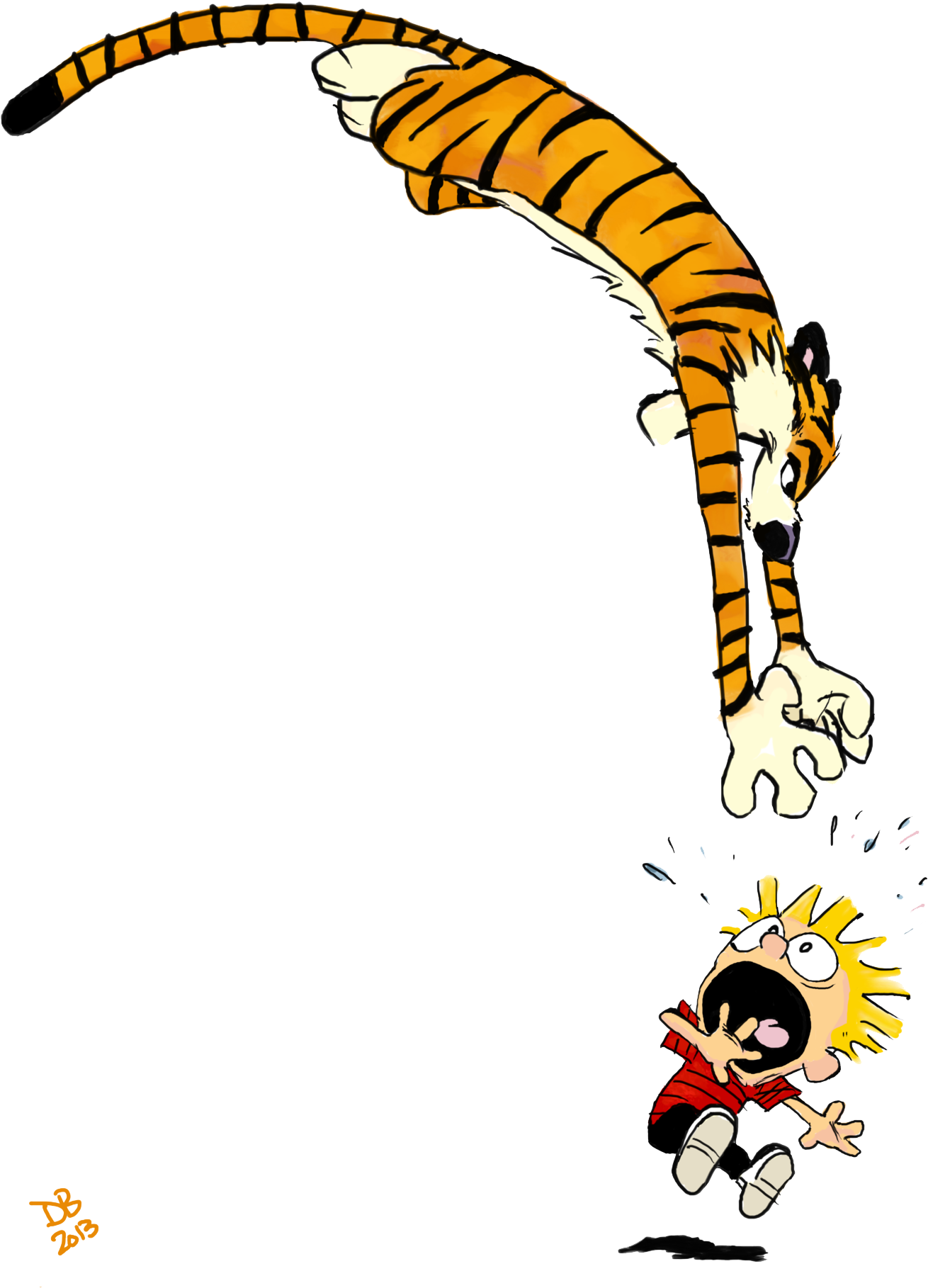 Calvinand Hobbes Midair Fun PNG Image