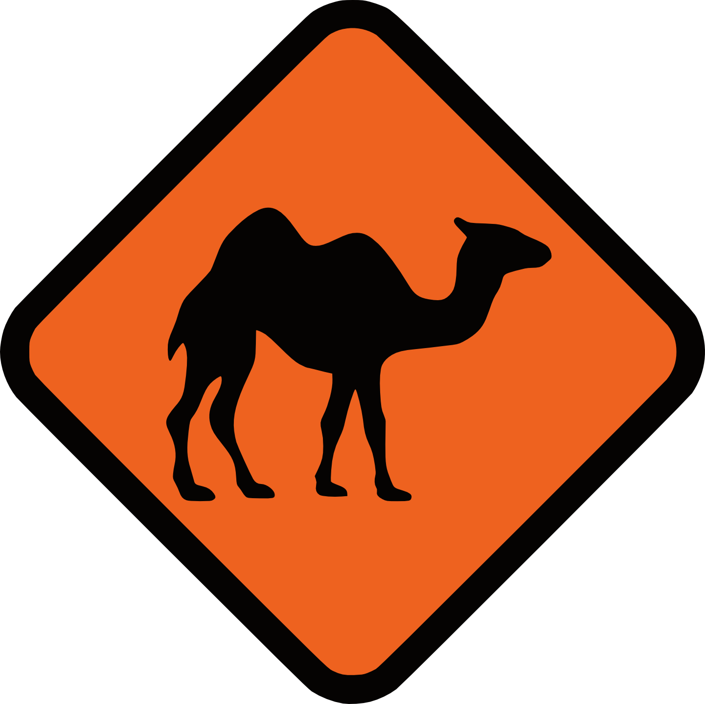 Camel Silhouette Road Sign PNG Image