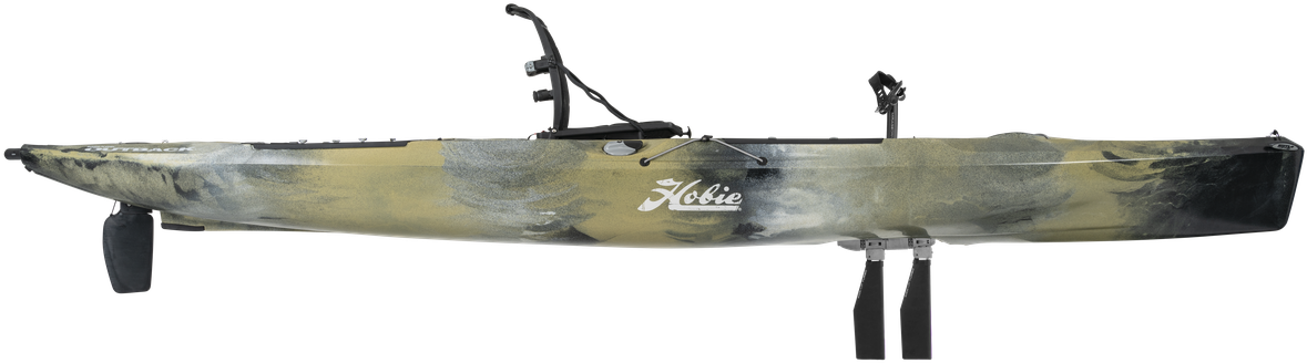 Camo Fishing Kayak Side View PNG Image