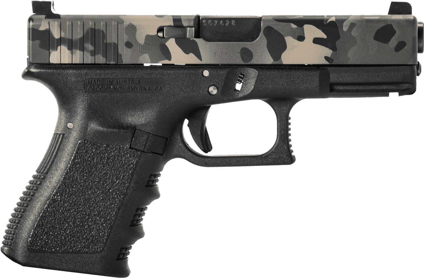 Camo Pattern Glock Pistol PNG Image