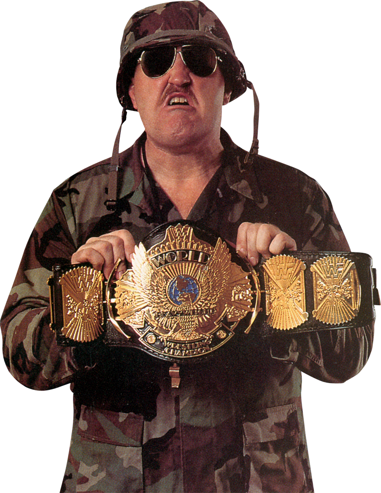 Camo Wrestler With Championship Belt PNG Image