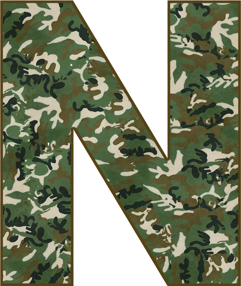 Camouflage Pattern Letter N PNG Image