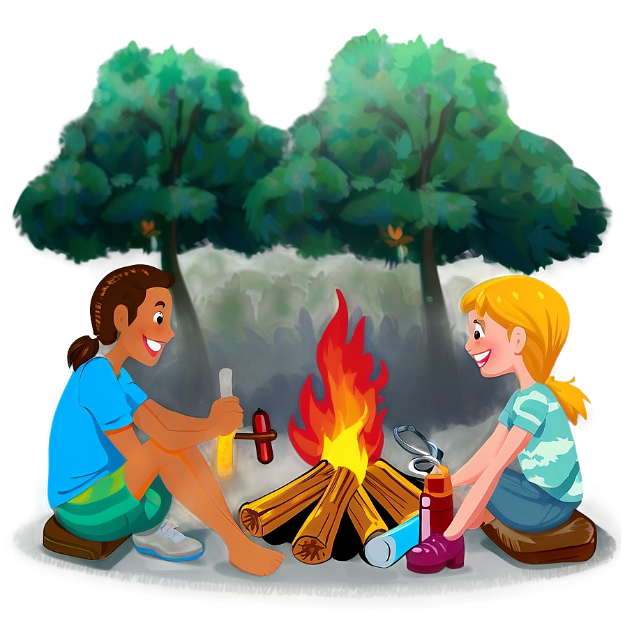 Campers Sitting Around Fire Png 13 PNG Image