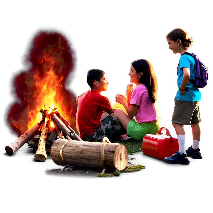 Campers Sitting Around Fire Png Lna PNG Image