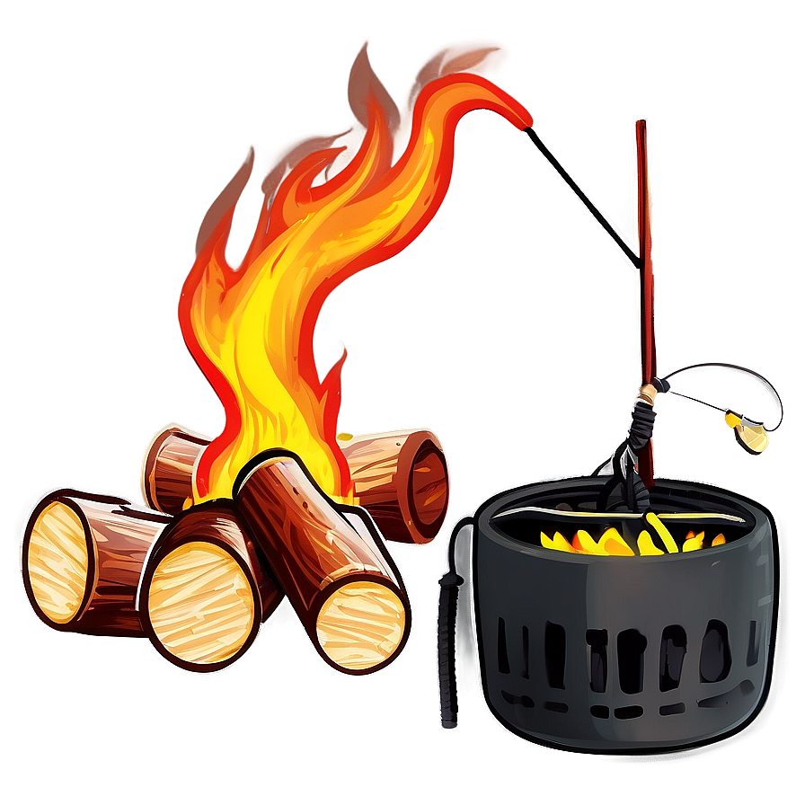 Campfire And Fishing Rod Png 05242024 PNG Image