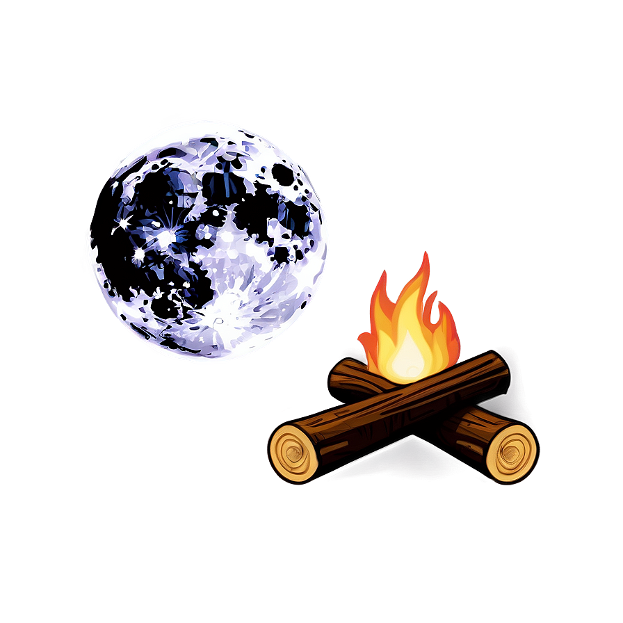 Campfire And Full Moon Png Llb PNG Image