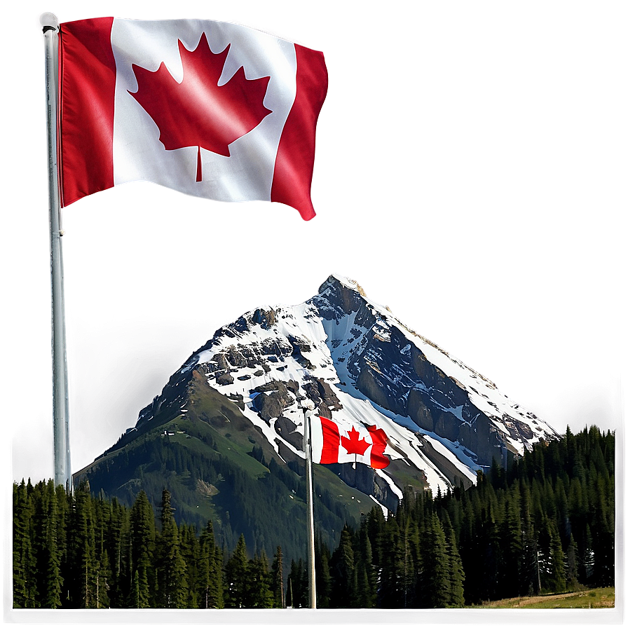 Canada Flag With Mountains Background Png 05232024 PNG Image