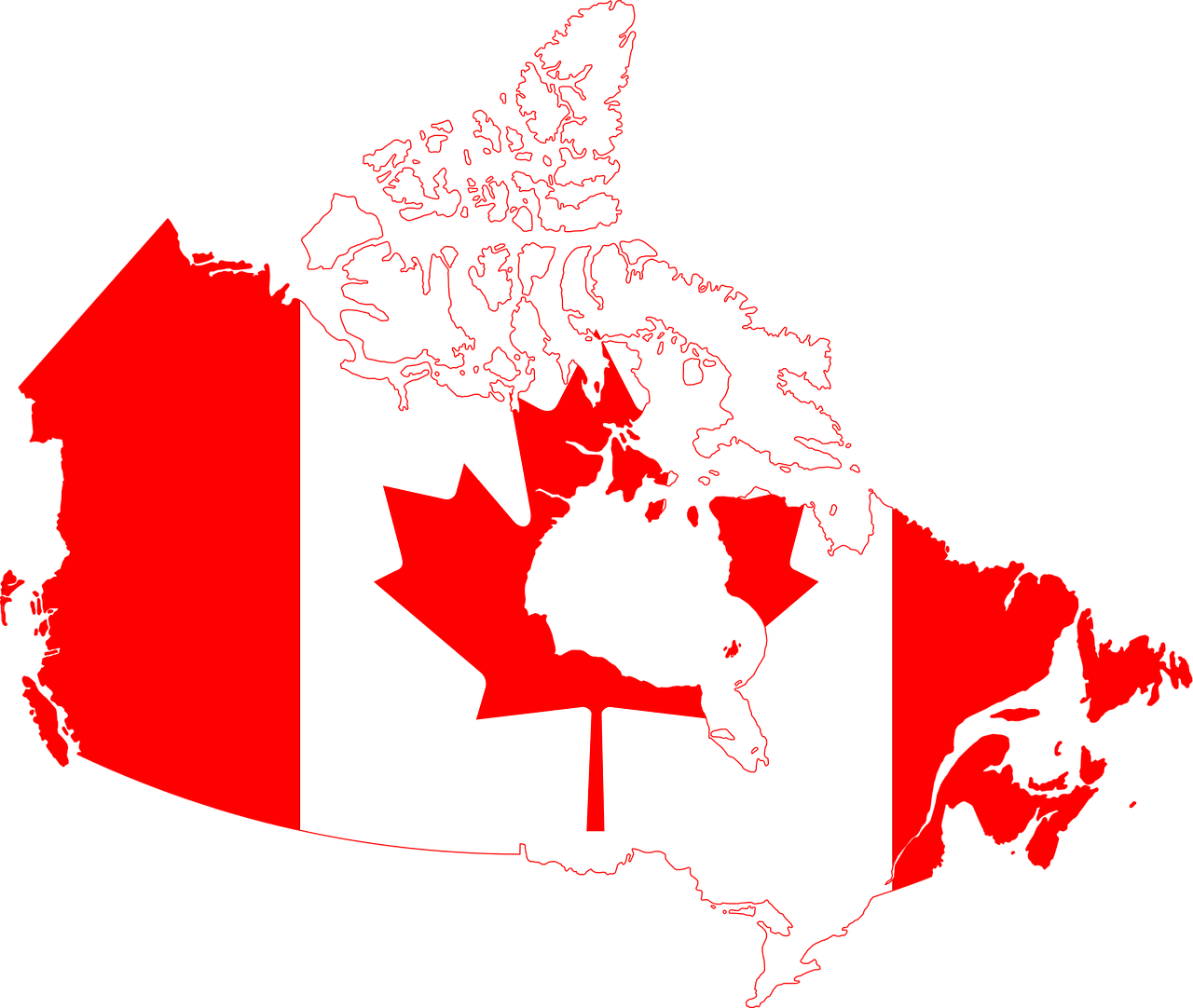 Canada Map Flag Overlay PNG Image