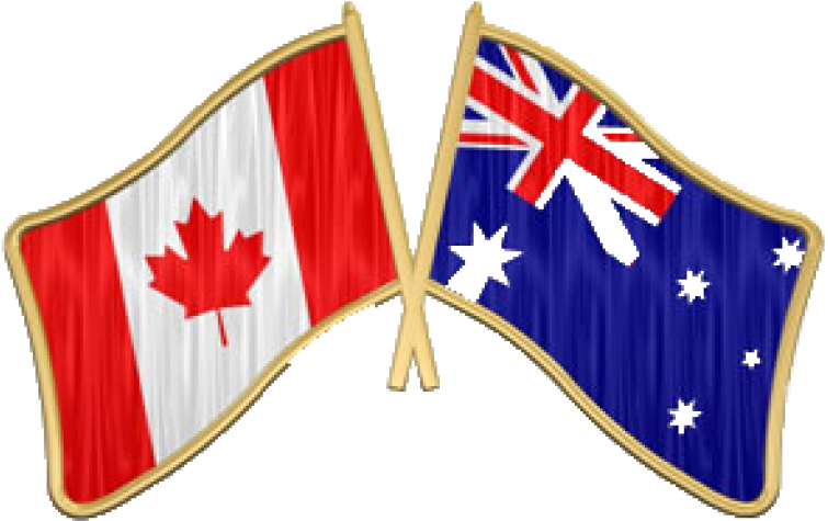 Canadaand Australia Flags Crossed PNG Image