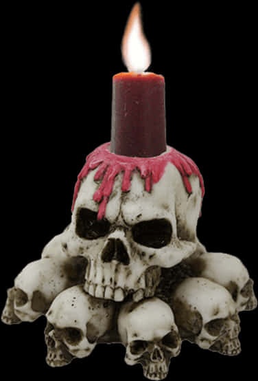 Candlelit Skull Decoration PNG Image