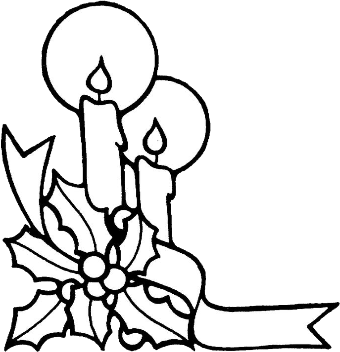 Candlesand Holly Outline PNG Image