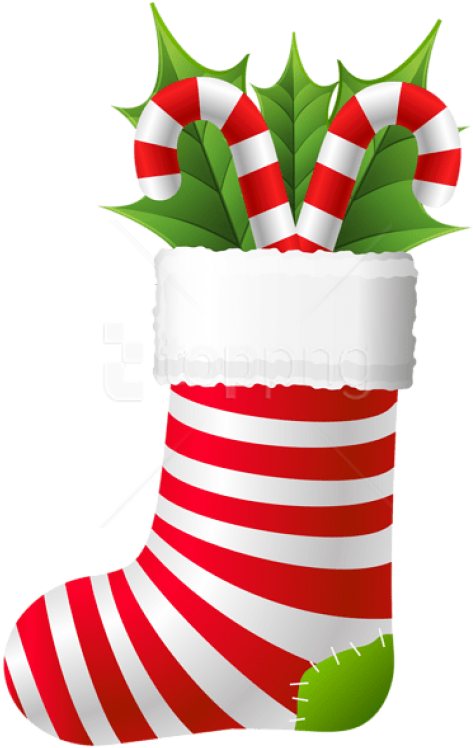 Candy Cane Christmas Stocking Clipart PNG Image