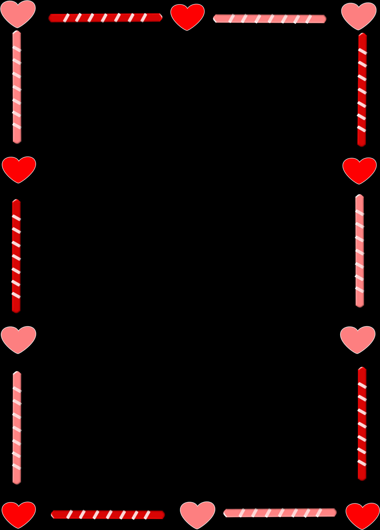 Candy Cane Heart Border PNG Image