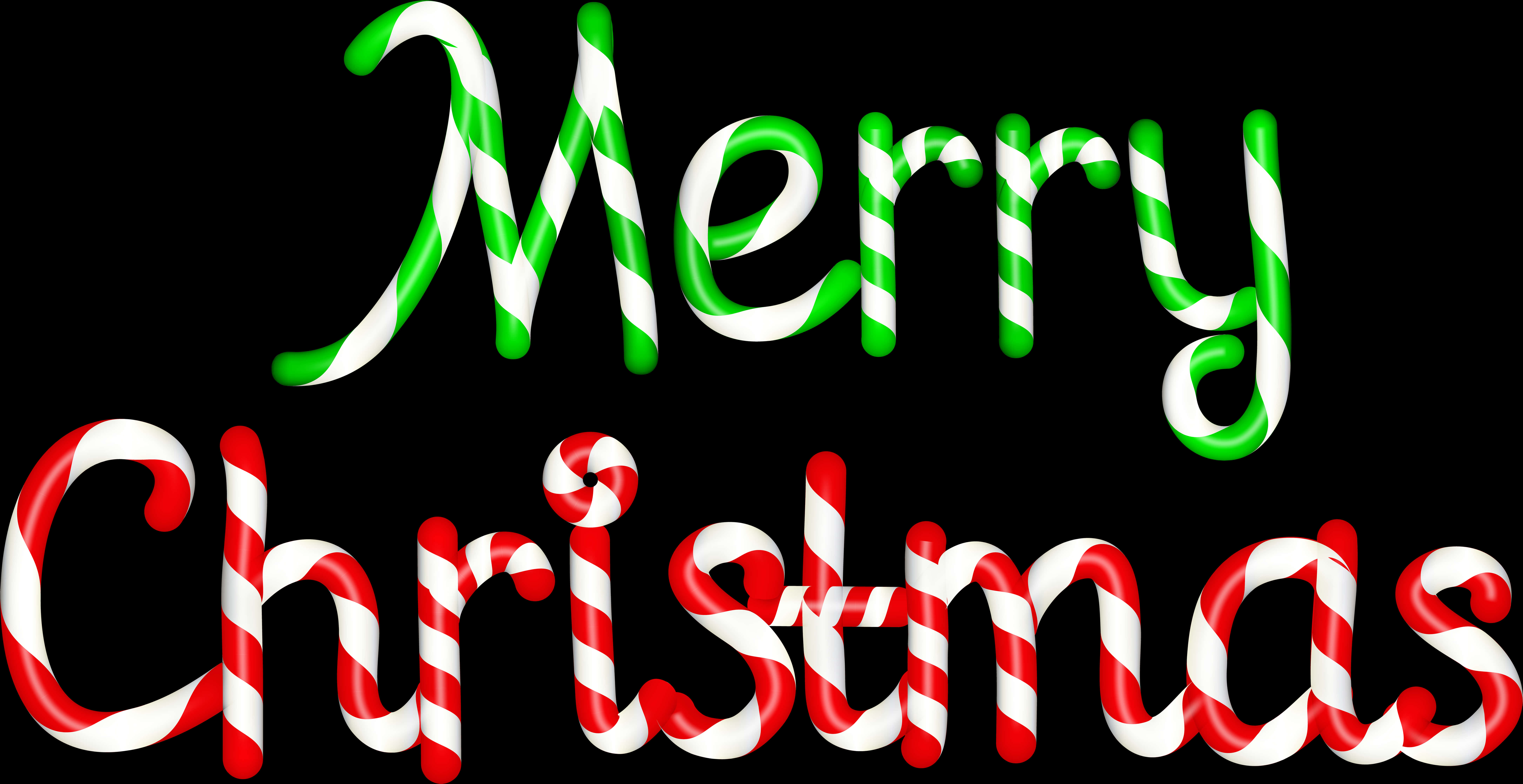 Candy Cane Merry Christmas Text PNG Image