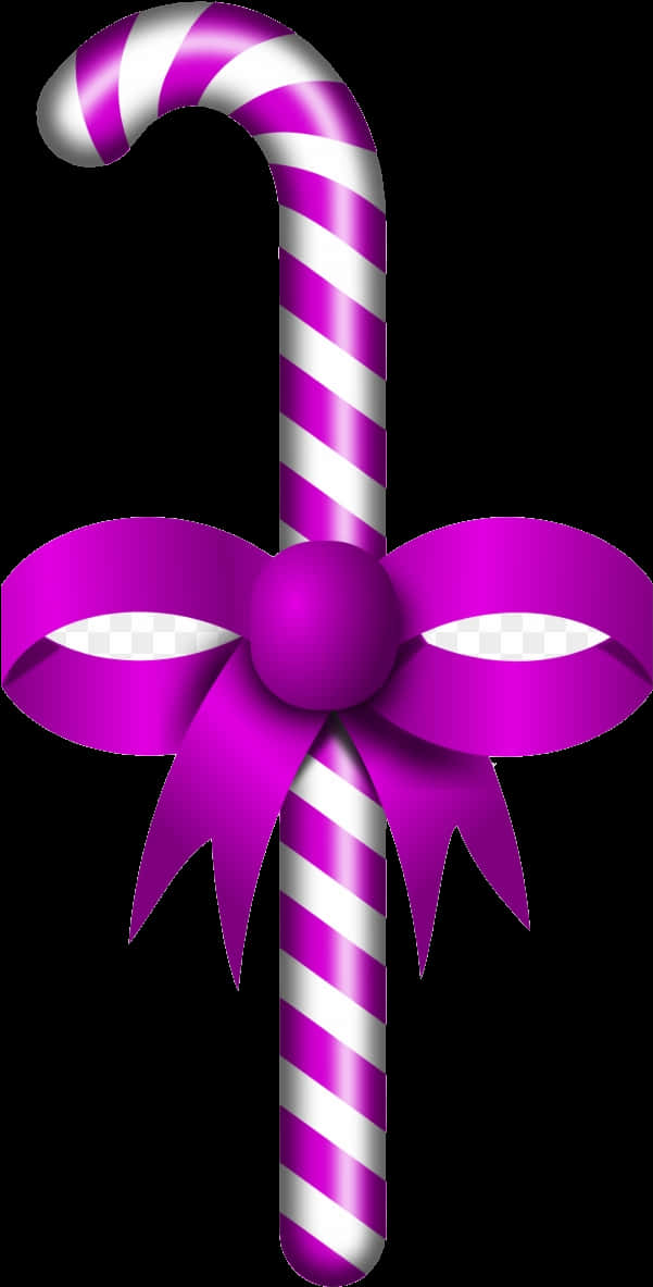 Candy Cane With Pink Bow PNG Image