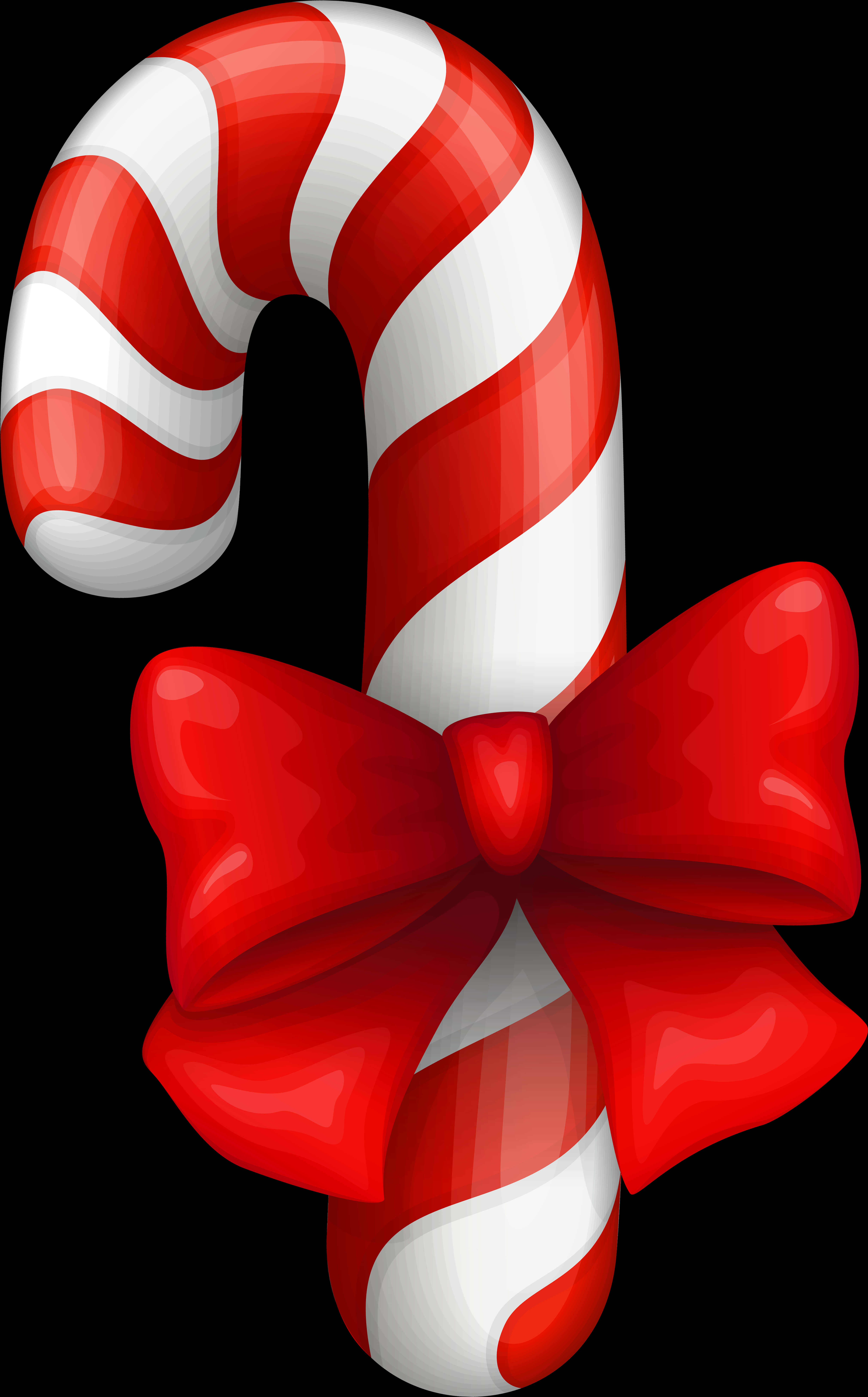 Candy Cane With Red Bow PNG Image