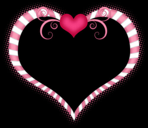 Candy Striped Heart Frame PNG Image