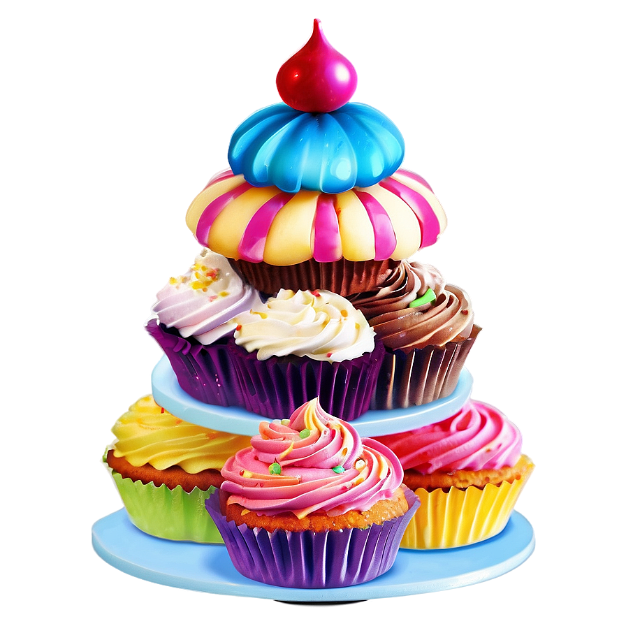 Candyland Cupcake Tower Png 06202024 PNG Image