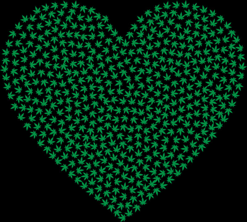 Cannabis Heart Pattern Graphic PNG Image