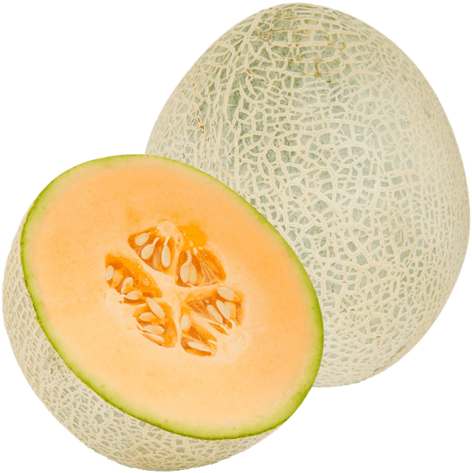 Cantaloupe Sliceand Whole PNG Image