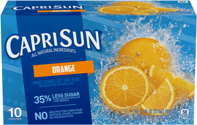 Capri Sun Orange Flavor Packaging PNG Image