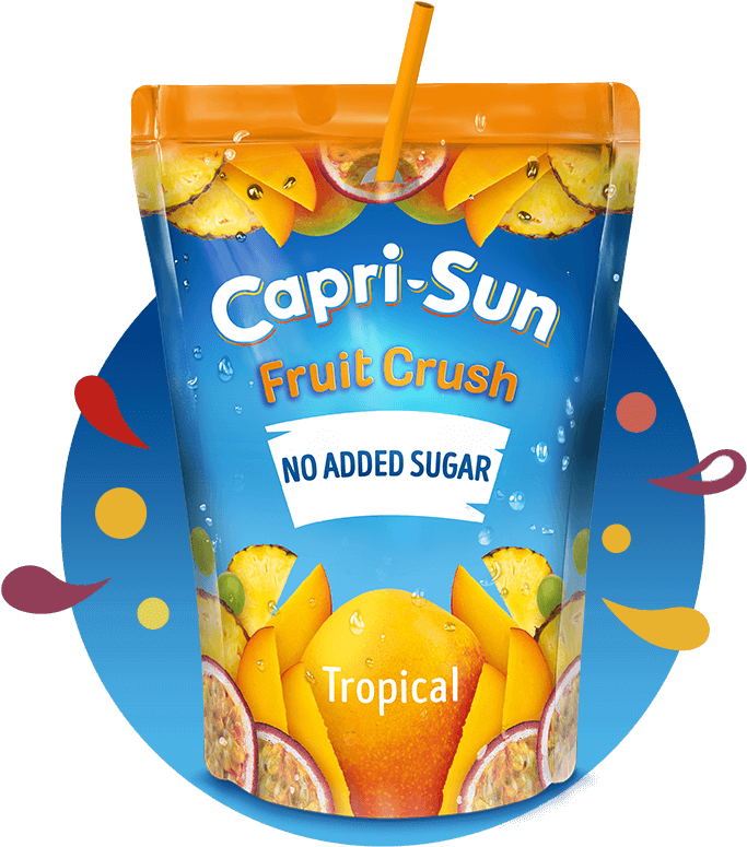 Capri Sun Tropical Fruit Crush No Added Sugar Pouch PNG Image